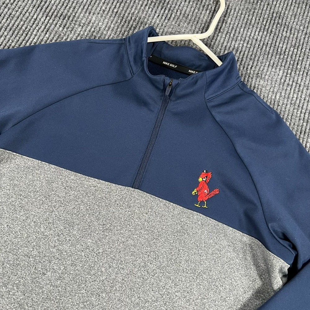 St. Louis Cardinals Pullover Shirt Mens Small Blue Gray Nike Long Sleeve 1/4 Zip